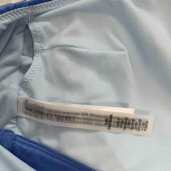 NWT Victoria’s Secret Swim 2 Piece Blue Ruffle One Shoulder Bikini Sz L/XL - Picture 10 of 14